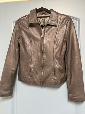 bebe Black Leather Zip Jacket